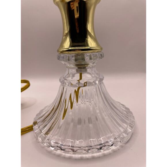 Vintage Cut Crystal Torchiere Lamp Gold Accented Tabletop Lamp 12 inches - Picture 9 of 12